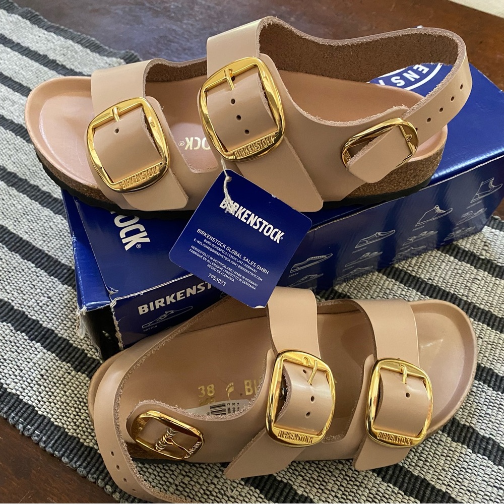 NEW with Box Birkenstock Milano Big Buckle Sandals - Beige 38 US 7